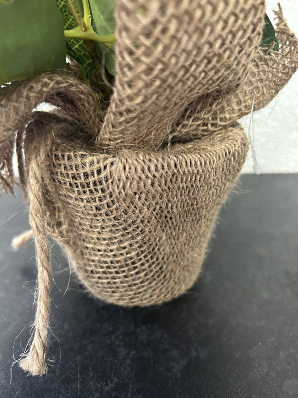 Artificial Floral Christmas Poinsettia Bouquet Hessian Pot Gold Edged Leaves