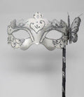 WHITE & SILVER VENETIAN MASQUERADE PARTY CARNIVAL BALL PROM MASK WITH BUTTERFLY