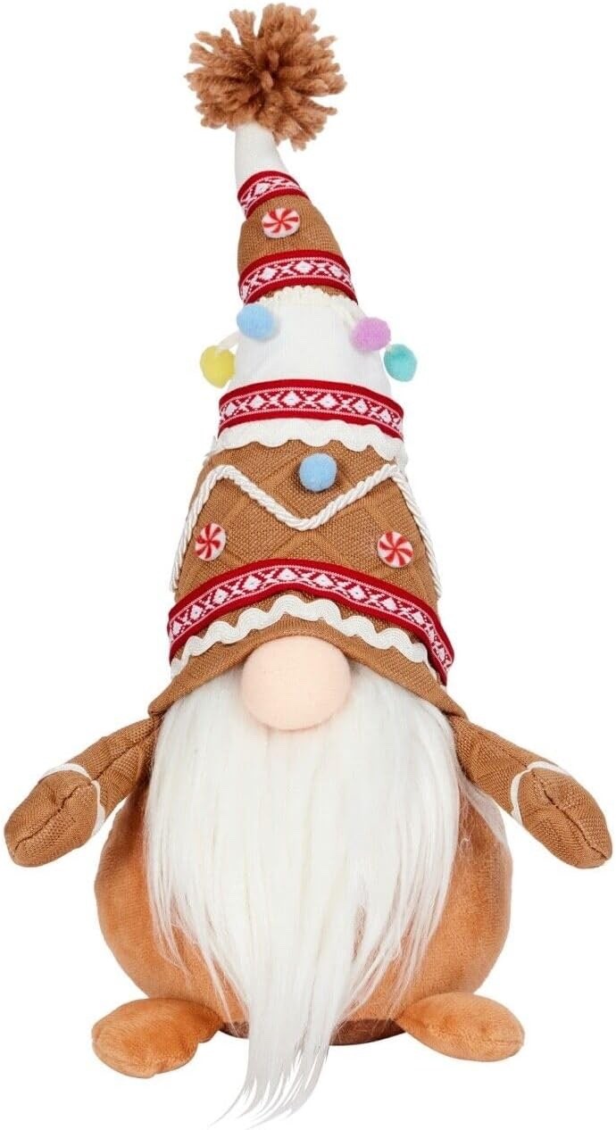 Christmas Gingerbread Freestanding Weighted Base Nordic Gnome Santa Gonk 35cm