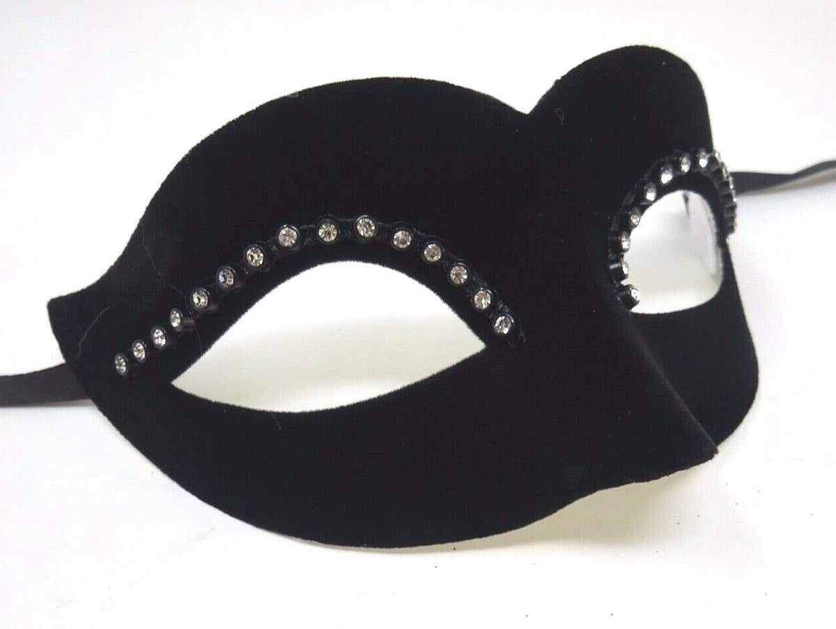 Ladies Black Velour Venetian Masquerade Party Carnival Eye Ball Butterfly Mask