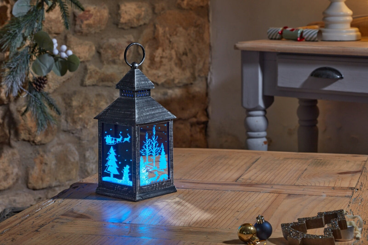 Choice of 2 Christmas Colour Changing LED Light Up Lantern 24cm Tall on Timer
