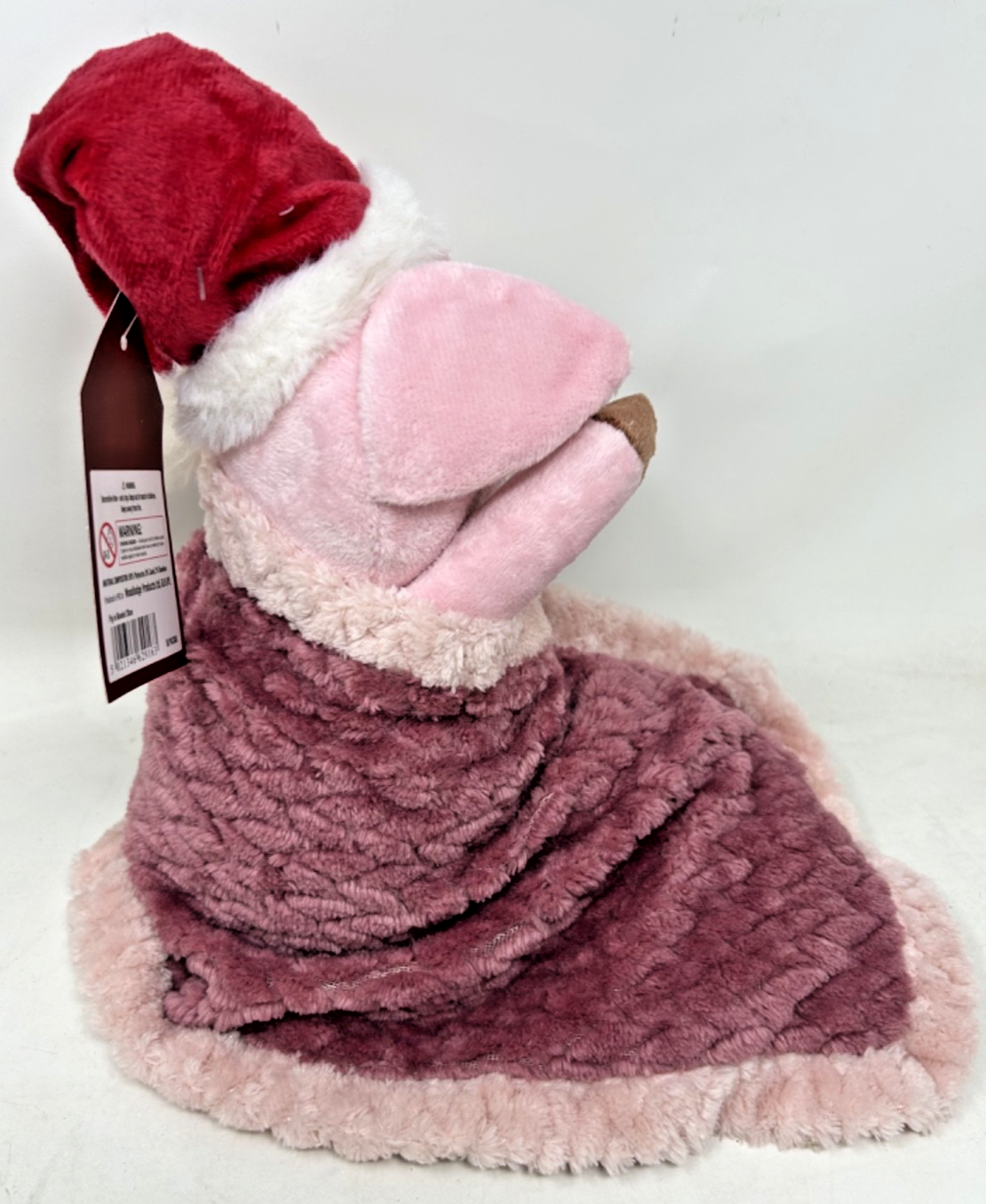 Christmas Festive Pig in Blanket Supersoft Cuddly Weighted Base & Santa Hat 30cm