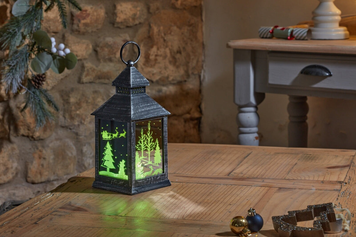 Choice of 2 Christmas Colour Changing LED Light Up Lantern 24cm Tall on Timer
