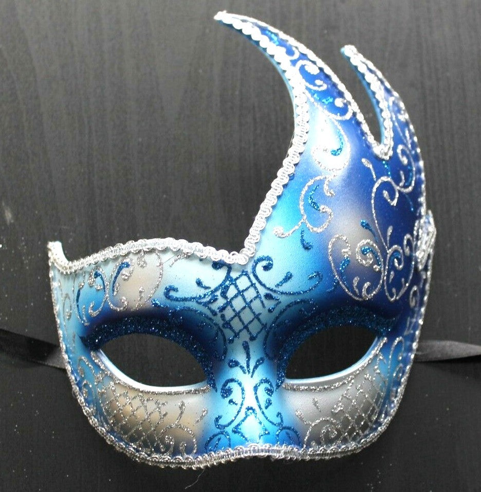 DEEP BLUE AND SILVER VENETIAN MASQUERADE BALL CARNIVAL PROM PARTY EYE MASK