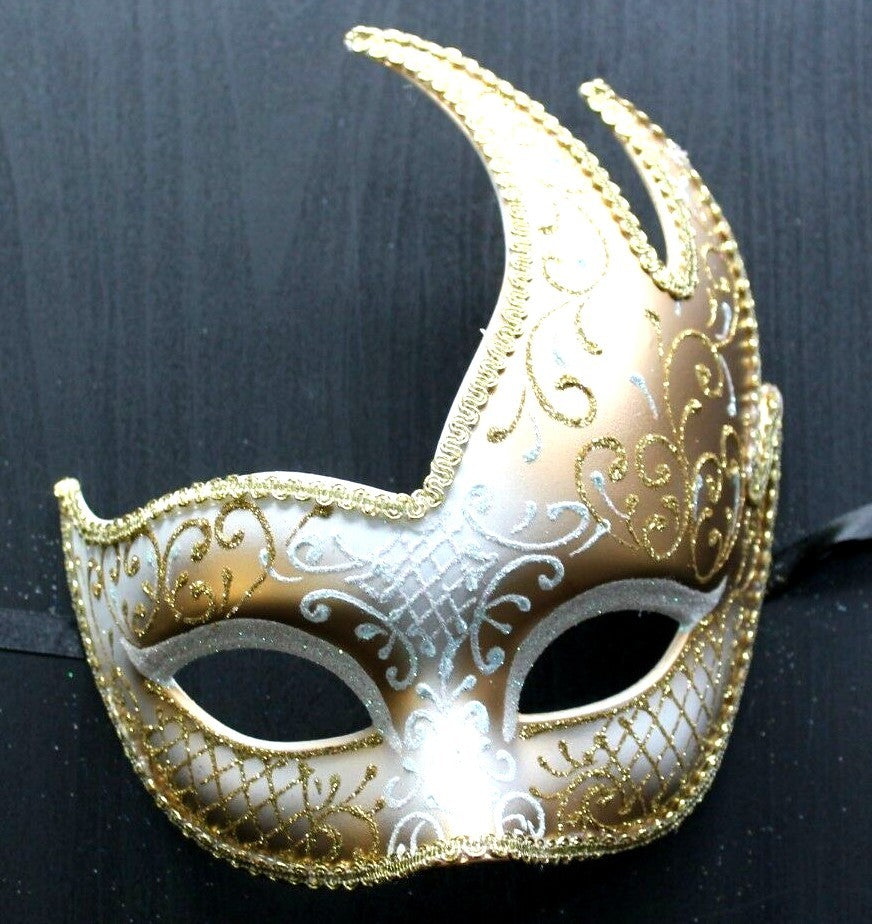 GOLD AND WINTER WHITE  VENETIAN MASQUERADE BALL CARNIVAL PROM PARTY EYE MASK