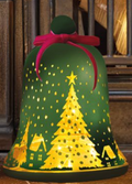 LED Light Up Christmas Winter Forest Stars & Village Emerald Green Glass Bell