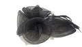 Hair Fascinator Black Feathers Stiffened Net Fabric Floral Rosette Design onComb