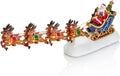 Flashing LED Light Up Santa & Sleigh with 8 Reindeer Figurine Ornament 34cm Long