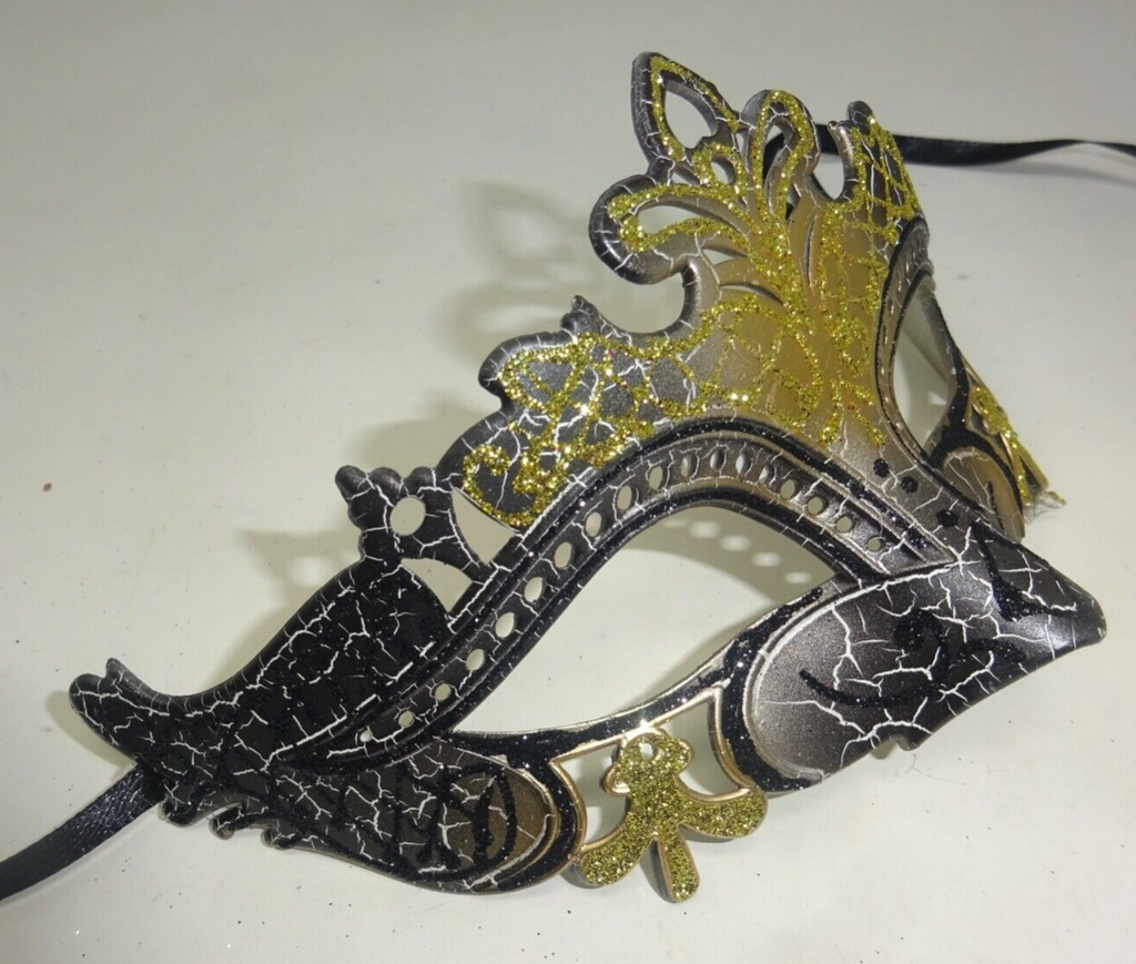 LADIES GOLD & BLACK RIALTO VENETIAN MASQUERADE PARTY CARNIVAL BALL EYE MASK