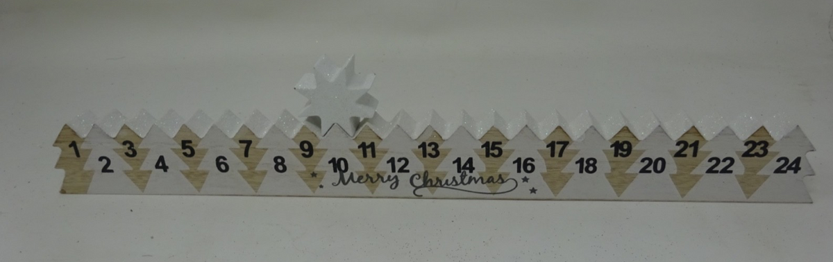 Wooden Merry Christmas Childrens Advent Daily Countdown Calendar Glitter Star