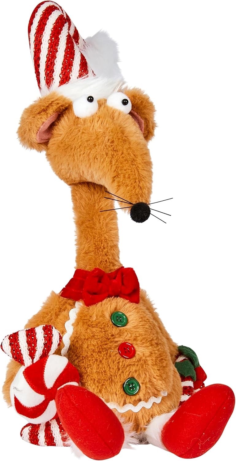Christmas Sitting Gingerbread Renton Rat & Hat Scarf Weighted Base Approx 48cm
