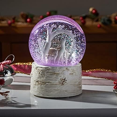 Musical Christmas Reindeer or Church 14cm Wonderland Snow Globe Colour Changing