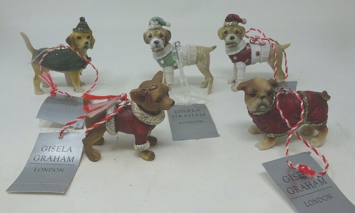 Choice of 4 Dog Hanging Christmas Decoration Chihuahua Beagle Labrador Bulldog