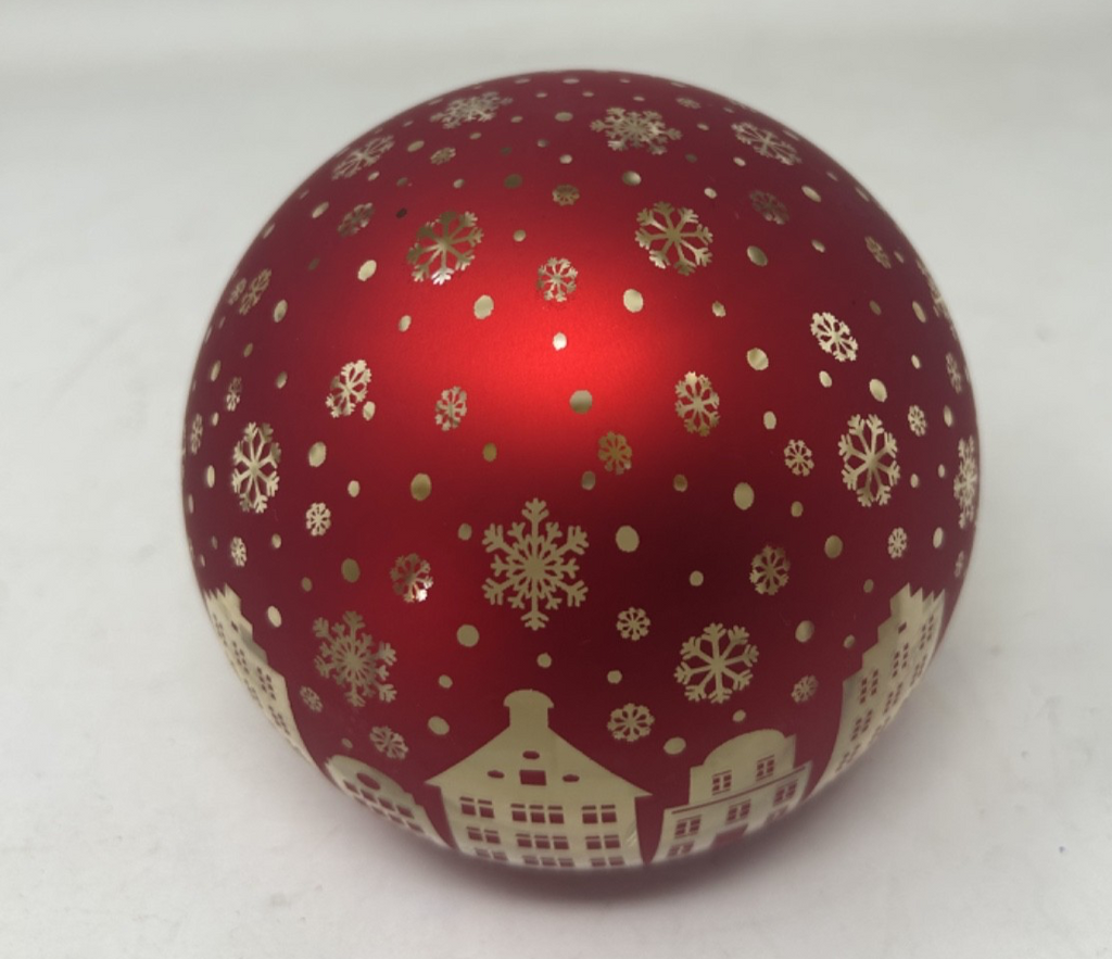 LED Light Up Christmas Village & Snowflakes Festive Decoration Ruby Red Glass