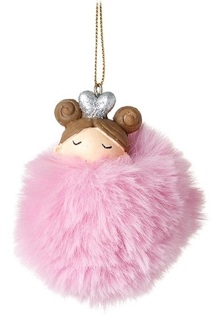 Choice Pink or White Cute Christmas Tree Hanging Decoration Fluffy Fairy Baubles