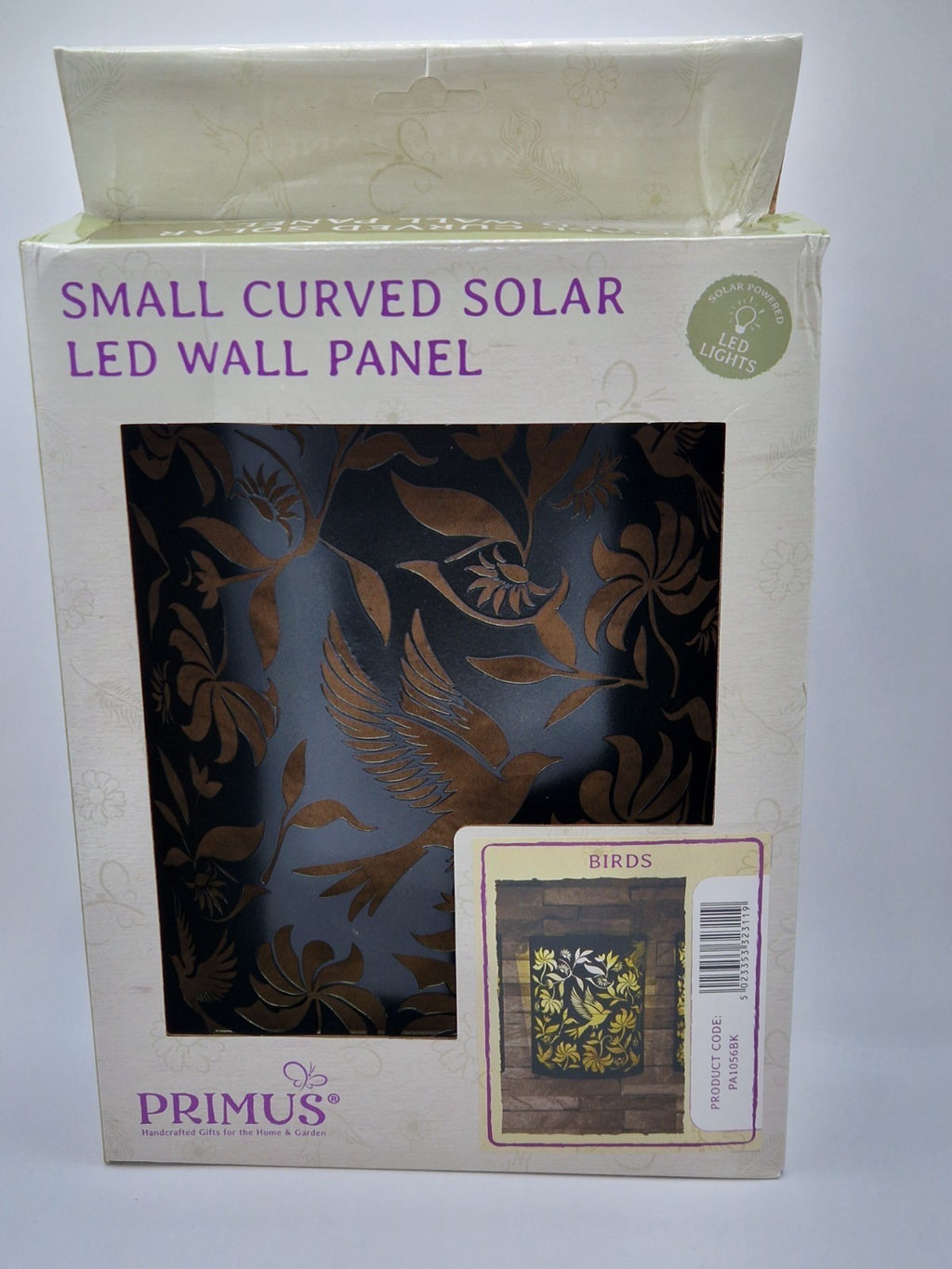 Black Metal Curved Bird Design Garden Solar Wall Panel - Outdoor Wall Light 25cm