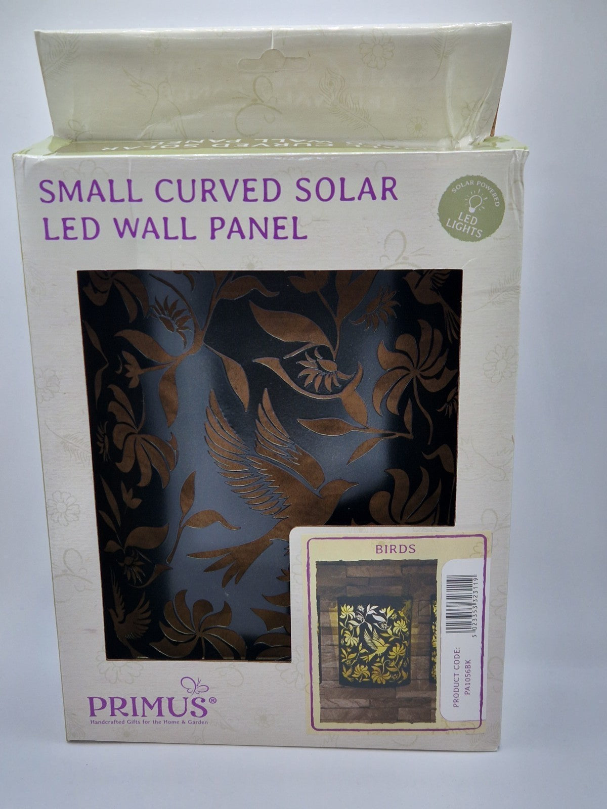 Black Metal Curved Bird Design Garden Solar Wall Panel - Outdoor Wall Light 25cm