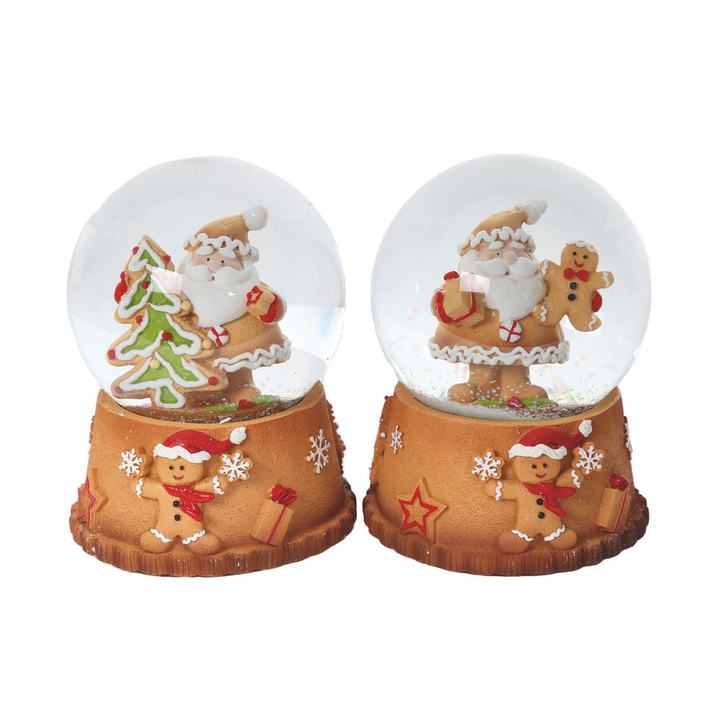 Musical Christmas Snow Globe Santa with Tree or Gingerbread Man & Gift 15cm High
