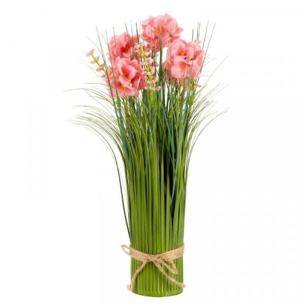 Artificial Decor Faux Flowers Fleurettes Bunch 32cm Hessian Ties Bouquet
