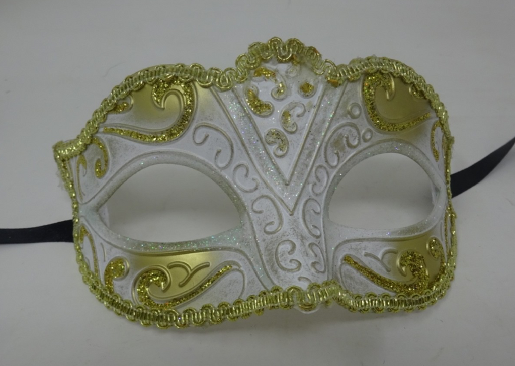 GLITTER GOLD & WHITE  VENETIAN MASQUERADE PARTY CARNIVAL EYE PROM BALL MASK