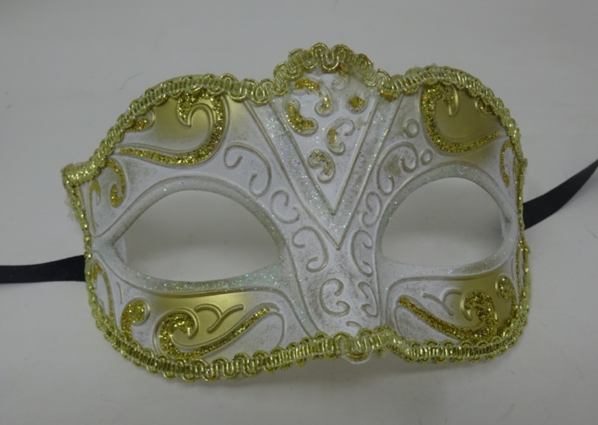 GLITTER GOLD & WHITE  VENETIAN MASQUERADE PARTY CARNIVAL EYE PROM BALL MASK