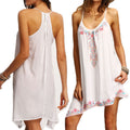 Ivory/Cream Summer Beach Ethnic Patterned Dress Bikini Cover Up One Size 10-14