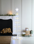 Festive 150cm Tall 127 White & Warm White LEDs Cone Tree Pyramid Mains Powered
