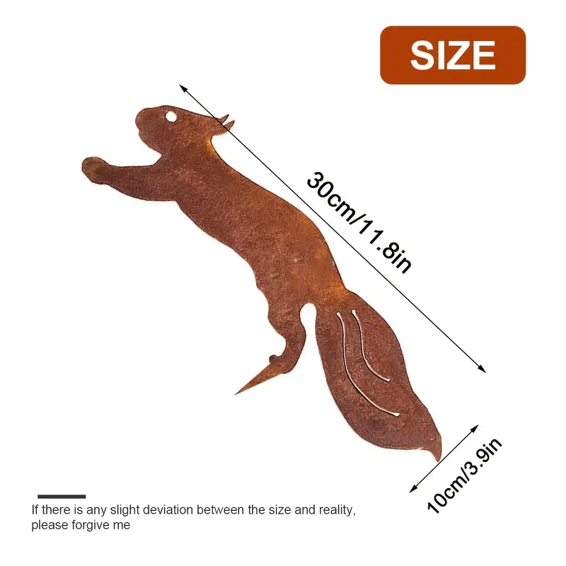 Core-Ten Rusty Squirrel Garden Ornament Figurine Approx 30cm Long 10cm High