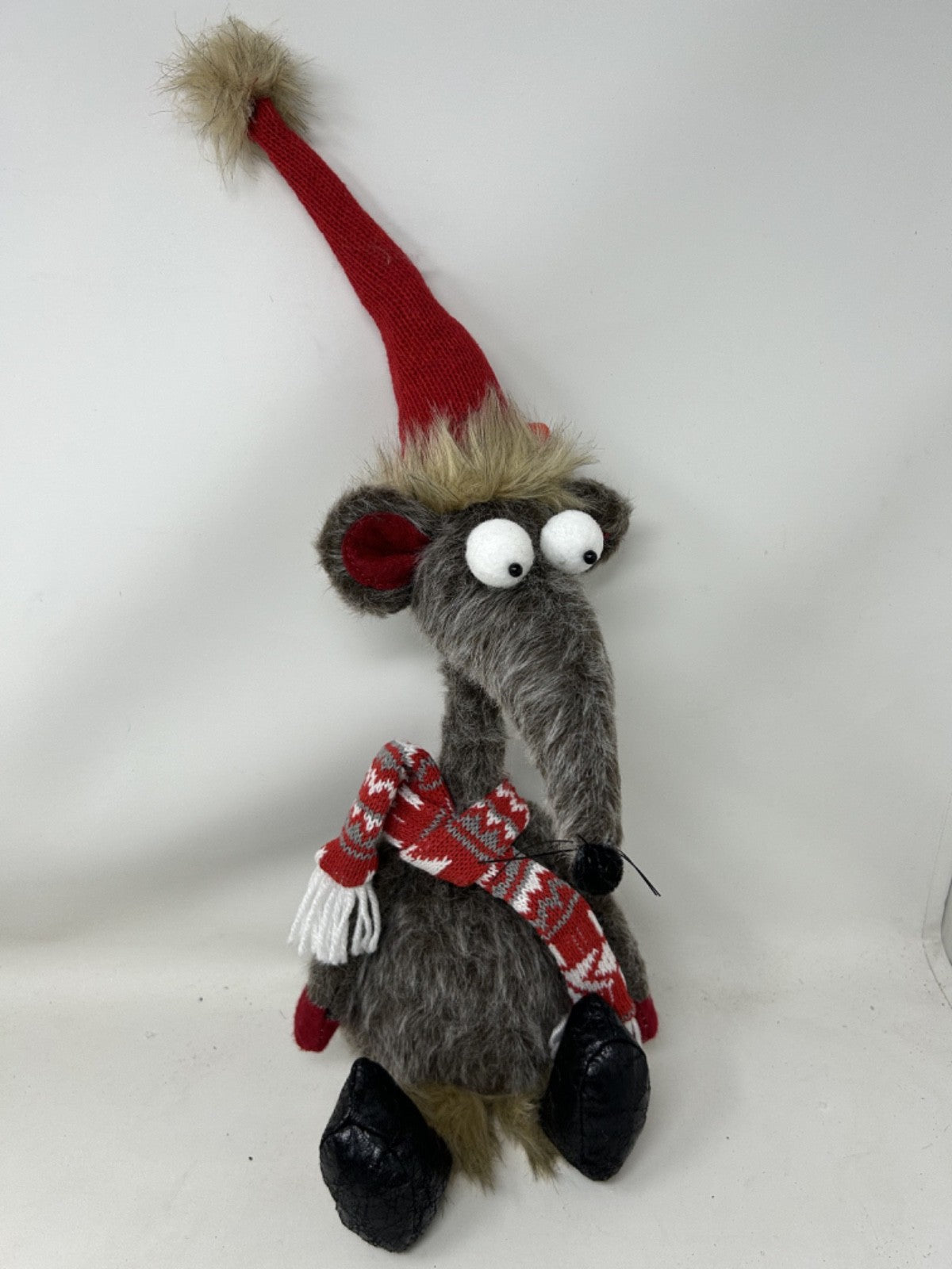 Christmas Festive Sitting Renton Rat & Hat Scarf Weighted Base Approx 48cm Tall