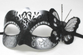 BLACK SILVER VENETIAN MASQUERADE PARTY CARNIVAL BALL PROM EYE MASK & BUTTERFLY