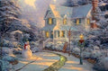 Large Festive Snowy Snowman & Lamp Scene LED Light Up Canvas/Picture 30x40cm