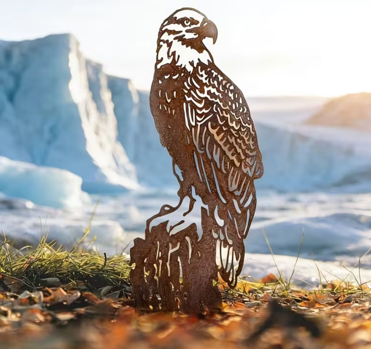 Core-Ten Rusty Patina Eagle Hawk Garden Ornament Figurine Approx 30cm Tall