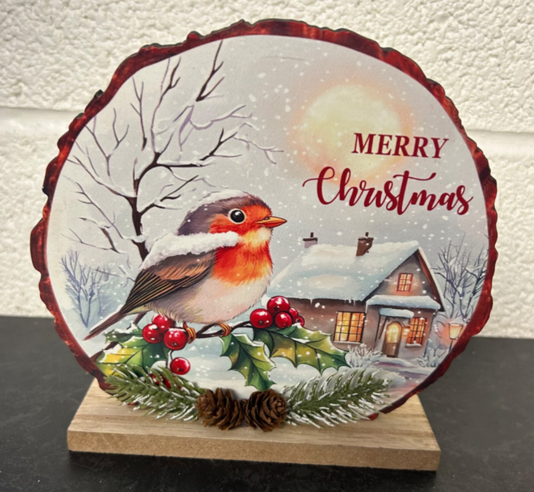 Choice of 2 Designs Freestanding Robin 15cm Tall Festive Christmas Decoration