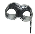 BLACK & SILVER VENETIAN MASQUERADE PARTY CARNIVAL BALL EYE MASK ON A STICK