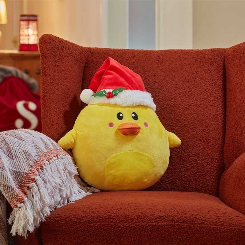 Super Soft Christmas Plush Squeezy Duck Freestanding but Loves Cuddles 30cm Tall
