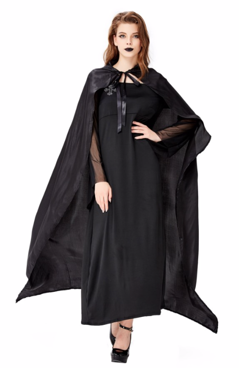 Ladies Halloween Vampire Witch Dark Queen Costume Elaborate Dress Size 10-12