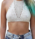 Ladies Girls Ivory/Cream Beachwear Crochet Sleeveless Crop Cropped Top Size 8-10