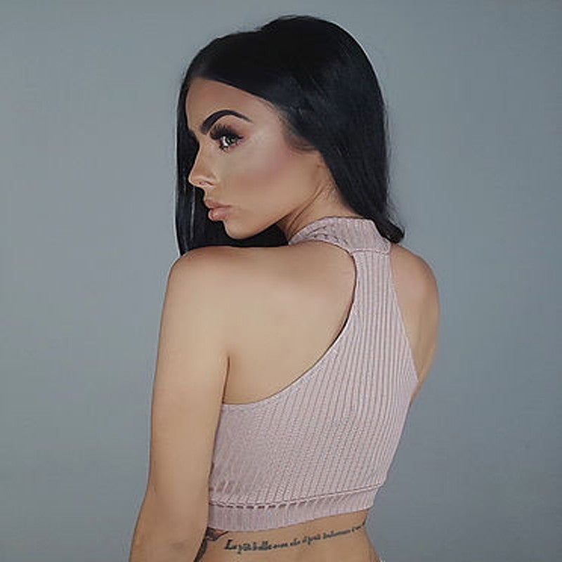 Choice 2 Colours Grey Peach/Apricot Sexy Peek a Boo Crop Cropped Top 10-12