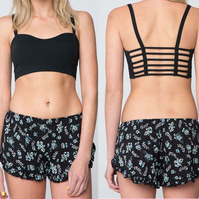 Black or Ivory Feature Stylish Back Straps Summer Beach Crop Cropped Top 8-10