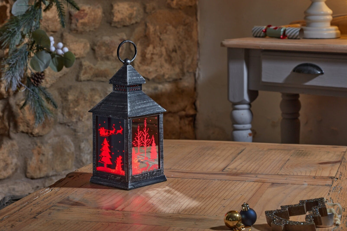 Choice of 2 Christmas Colour Changing LED Light Up Lantern 24cm Tall on Timer