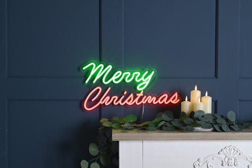 50cm Neon Flex Merry Christmas Sign LED Light Up Decoration Mains Power 5m  Lead