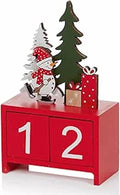 Choice 2 Designs Red or Green 15cm Tall Wooden Advent Calendar Countdown