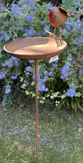 Heavy Duty Core-Ten Rusty Metal Robin Bird Feed Table Garden Ornament 115cm Long