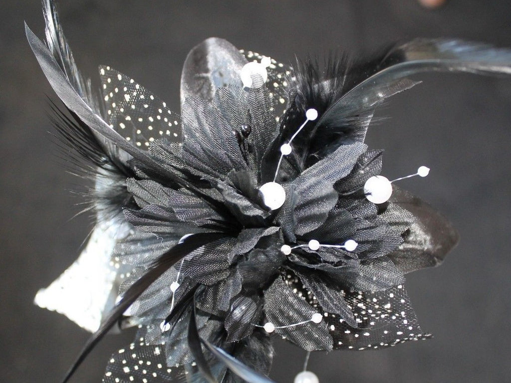 BLACK & SILVER JEWELS VENETIAN MASQUERADE PARTY PROM  MASK ON A HAND HELD STICK