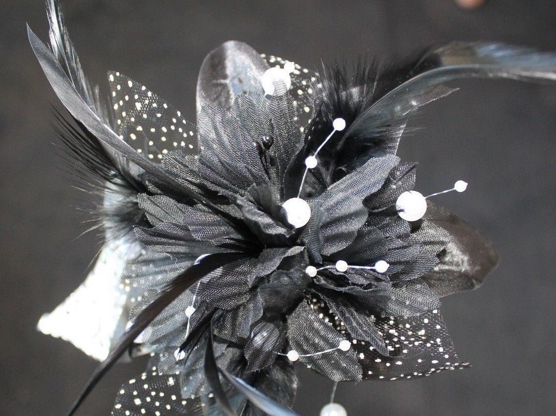 BLACK & SILVER JEWELS VENETIAN MASQUERADE PARTY PROM  MASK ON A HAND HELD STICK