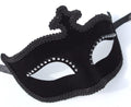Ladies Black Velour Jewelled Venetian Masquerade Party Carnival Eye Ball Mask