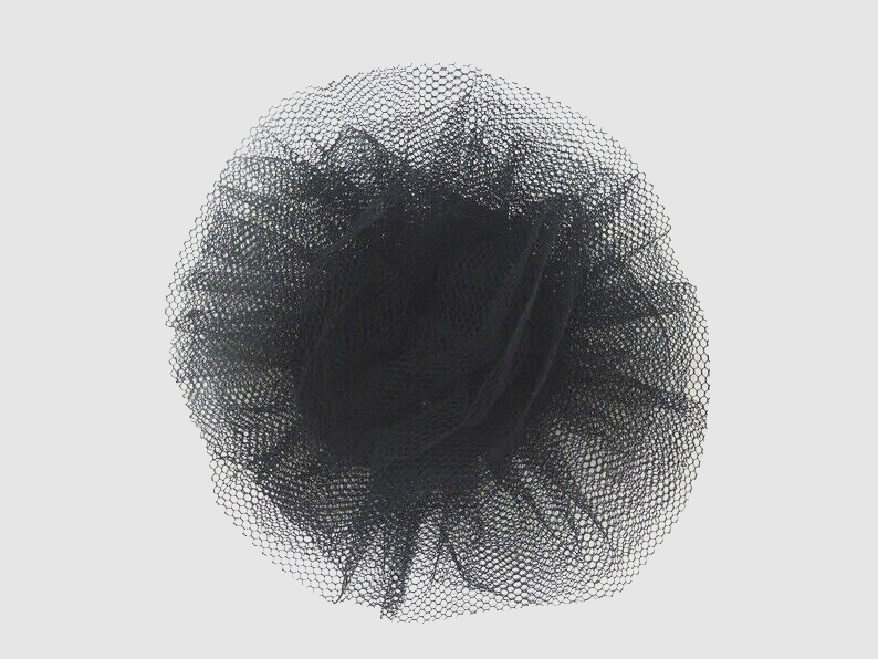 Hair Fascinator Corsage or Brooch Small Black Net Flower Elastic Clip & Pin