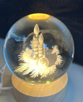 3D Etched Globe Christmas Candles & Baubles or Santa Snowman Warm White LED 10cm