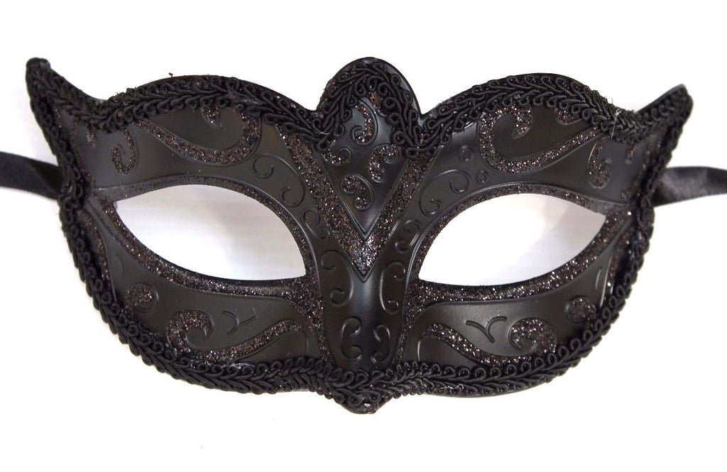 MENS OR LADIES MIDNIGHT BLACK VENETIAN MASQUERADE PARTY CARNIVAL EYE MASK NEW
