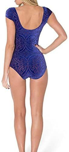 Ladies Stylish Elasticated Velour Stylish Blue Monokini Swimsuit Size 10-12